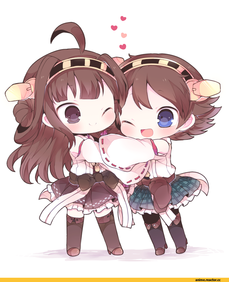 Kongou (Kantai Collection), Kantai Collection, hiei (kantai collection), обнимашки, Anime