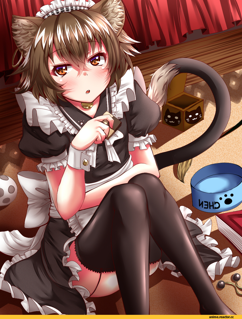 Touhou Project, Chen, Zan (Harukahime), Anime Art, Nekomata, Animal Ears, Maid, Anime