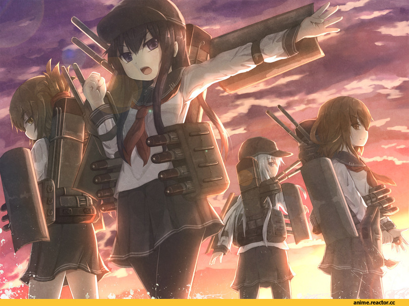 Akatsuki, Kantai Collection, Hibiki (Kantai Collection), Ikazuchi, Inazuma (Kantai Collection), hikari niji, Anime Art, Anime