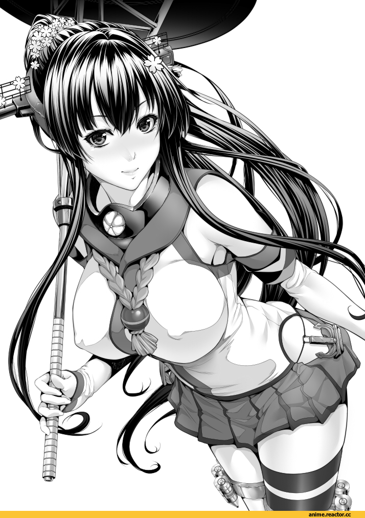 Kantai Collection, Yamato (Kantai Collection), Zucchini, Anime Art, Monochrome (Anime), Anime