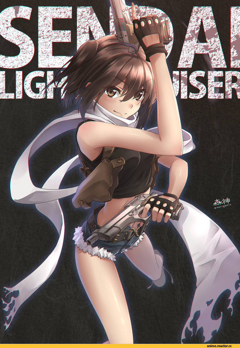 Kantai Collection, Black Lagoon, crossover, Sendai (Kantai Collection), Опасные Няшки, Anime Няши, Anime