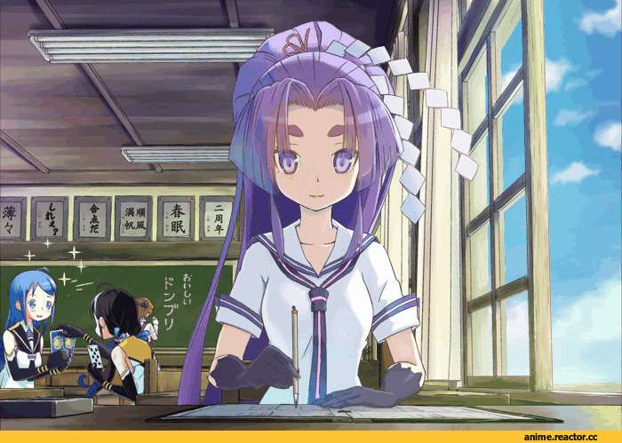 Hatsuharu (Kantai Collection), Kantai Collection, Samidare, Suzukaze (Kantai Collection), Akigumo, Yukikaze, Hatsuyuki (Kantai Collection), Anime Гифки, kaku choushi, Anime