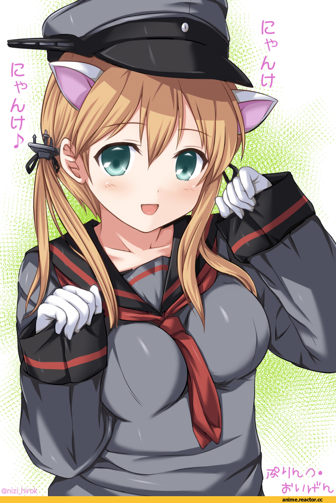 Prinz Eugen, Kantai Collection, nekomimi, Animal Ears, nijimotohiro k, Anime