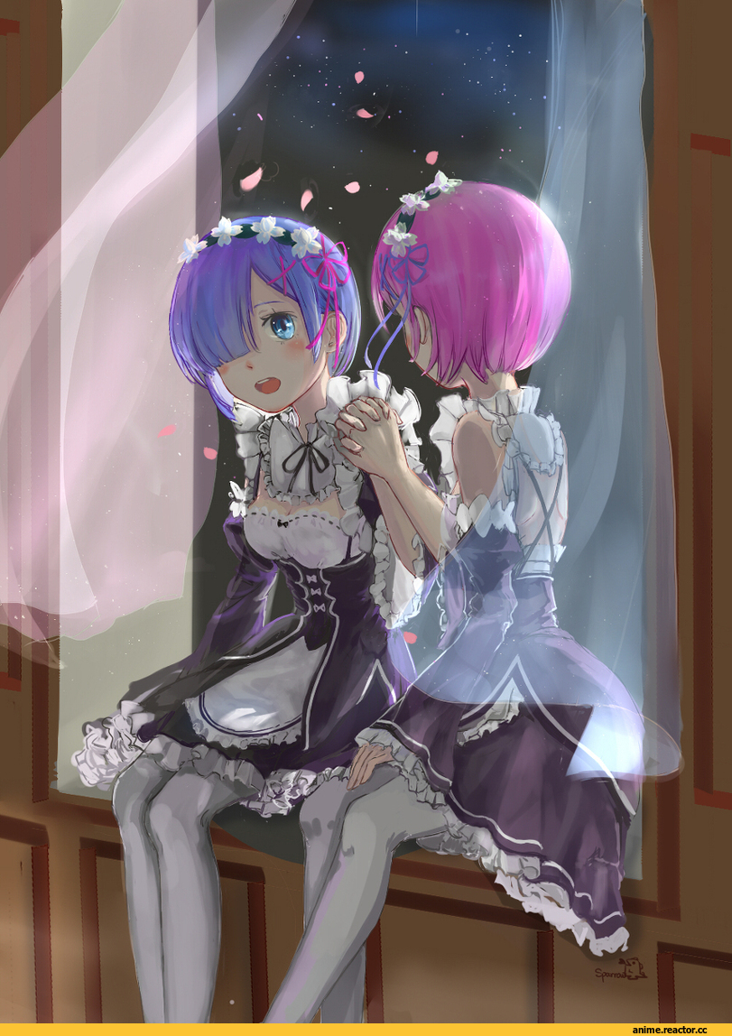 Re Zero Kara Hajimeru Isekai Seikatsu, Rem (re zero), Ram (Re Zero), sparrow (artist), Anime