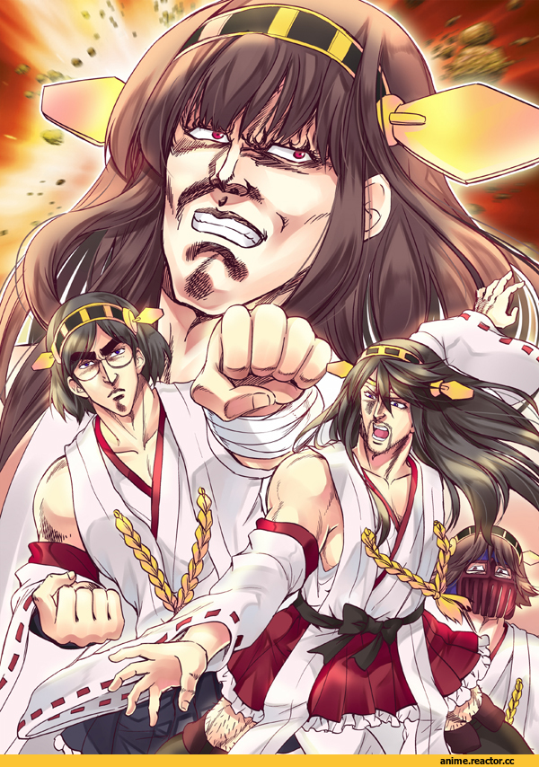 Kantai Collection, Kongou (Kantai Collection), Kirishima (Kantai Collection), Haruna (Kantai Collection), hiei (kantai collection), Аниме без Няш, Hokuto no Ken, Anime OldSchool, crossover, cho version, Anime