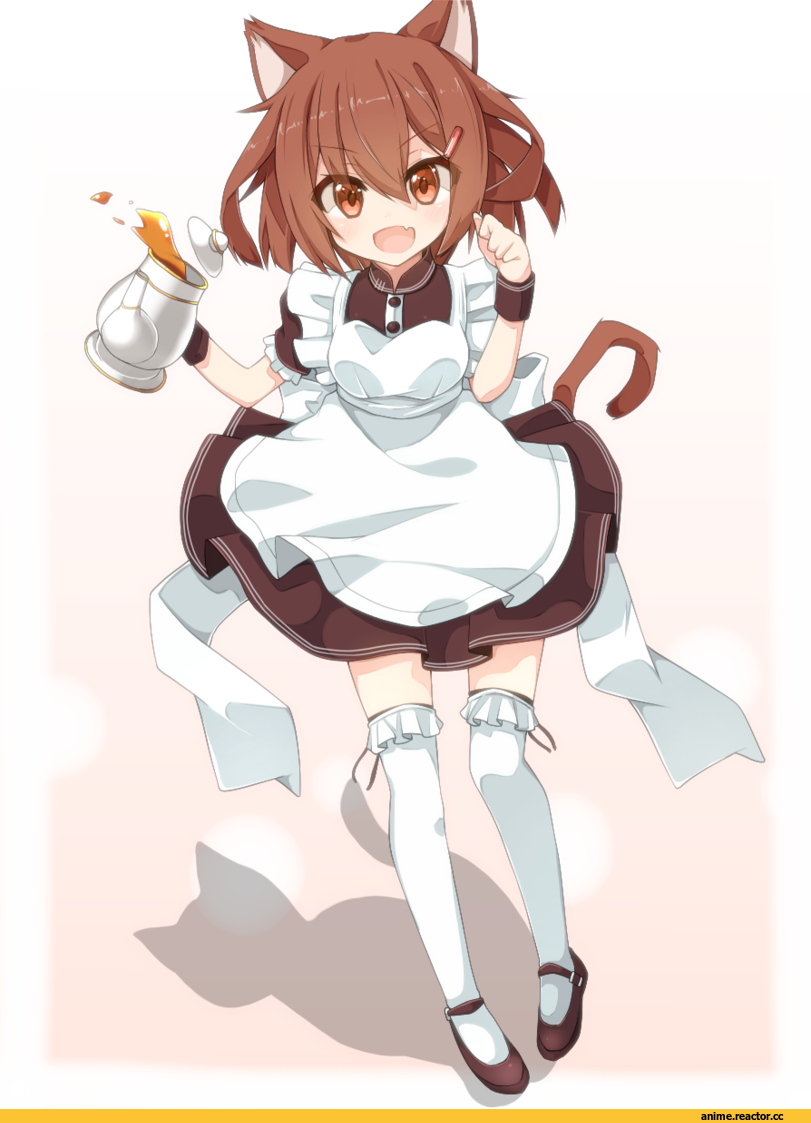 Kantai Collection, Ikazuchi, rateratte, neko, Animal Ears, Maid, Anime