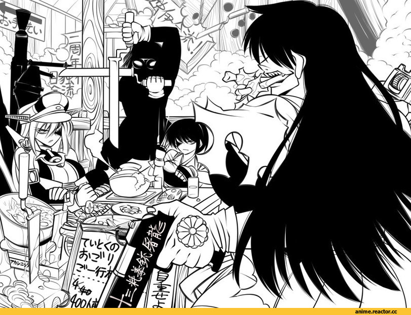 Akagi, Kantai Collection, ueda katsuhito, Bismarck (Kantai Collection), Alexander Anderson, Alucard, Hellsing, Kaga (Kantai Collection), crossover, Roma (Kantai Collection), Anime