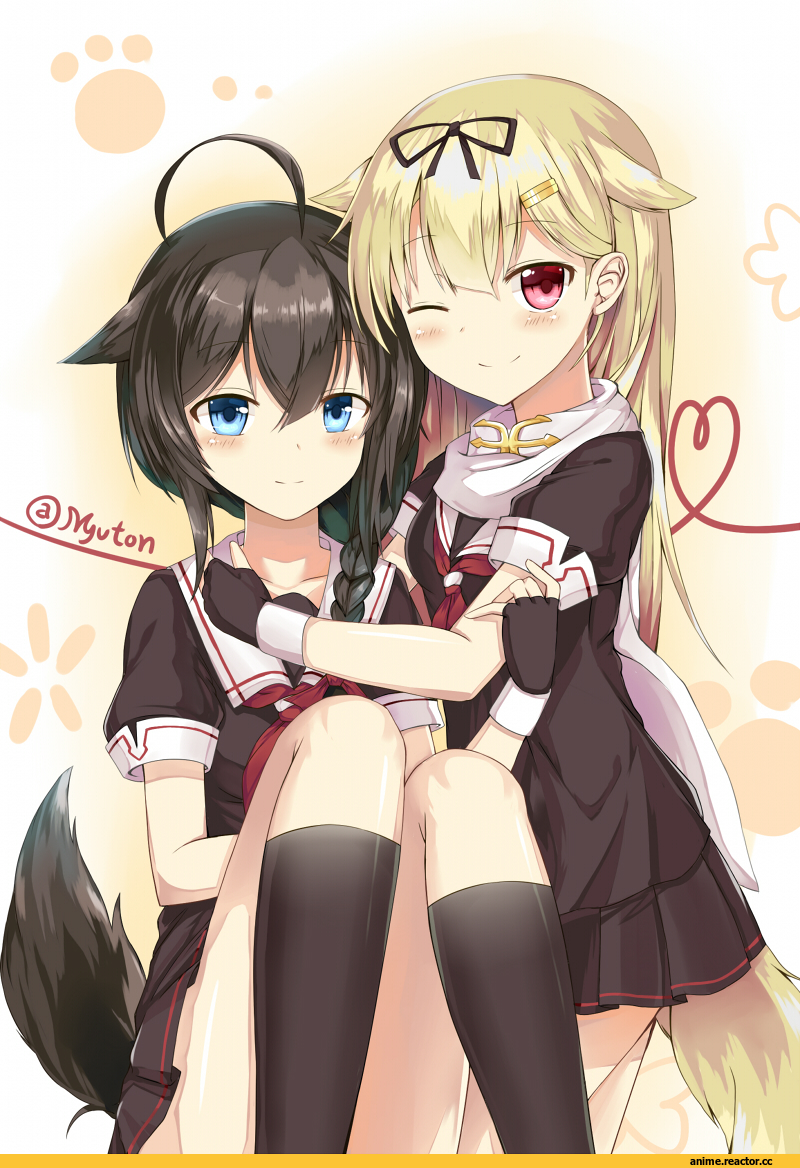 Shigure (Kantai Collection), Kantai Collection, yuudachi (kantai collection), myuton, Inumimi, Animal Ears, Anime