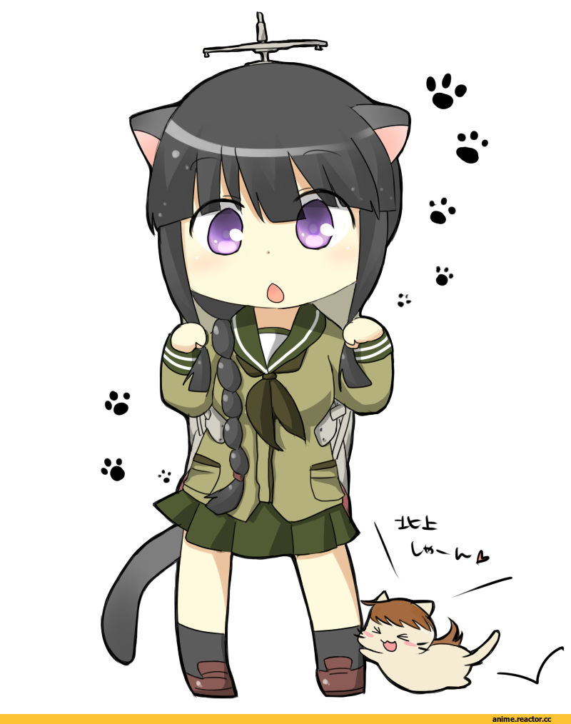 Kitakami (Kantai Collection), Kantai Collection, Ooi (Kantai Collection), nekomimi, Animal Ears, Anime Art, Anime