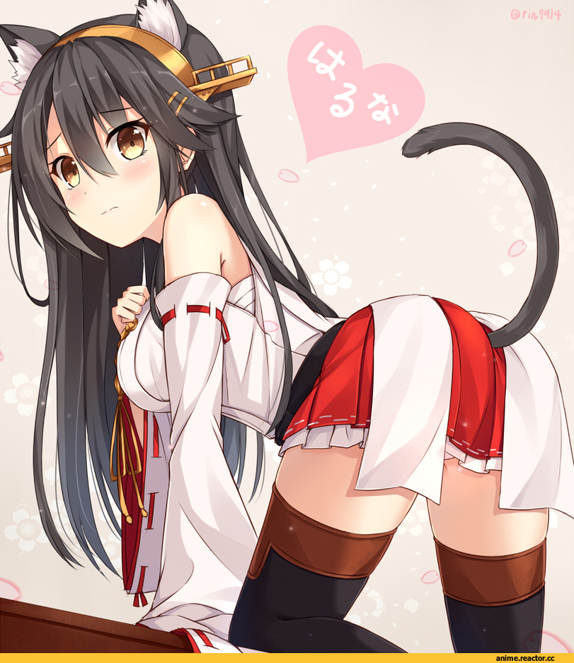 Nikkunemu, Anime Art, Kantai Collection, Haruna (Kantai Collection), Animal Ears, neko, Anime