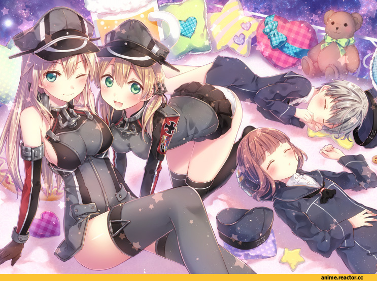 Anime Art, Riichu, Kantai Collection, Bismarck (Kantai Collection), Prinz Eugen (Kantai Collection), Z1 Leberecht Maass (Kantai Collection), Z3 Max Schultz (Kantai Collection), Anime