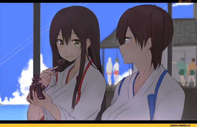 Kantai Collection, Kaga (Kantai Collection), Akagi, Isshiki (Ffmania7), Anime Art, Anime