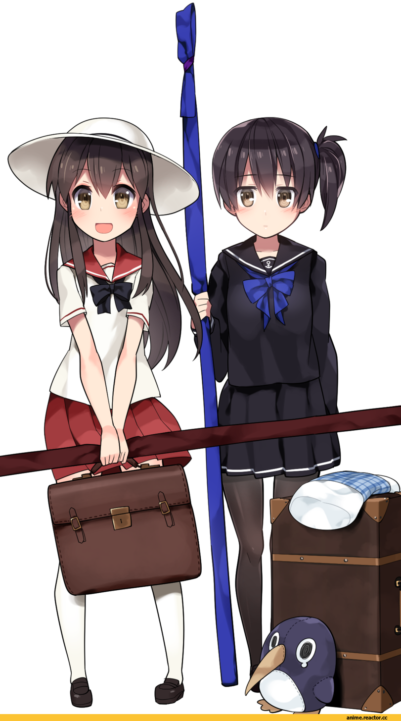 Kantai Collection, Kaga (Kantai Collection), Akagi (Kantai Collection), kuro chairo no neko, Anime Art, Anime