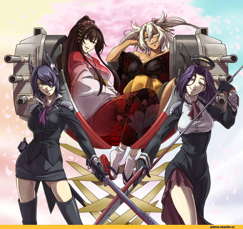 Kantai Collection, Yamato (Kantai Collection), Musashi (Kantai Collection), Tenryuu, Tatsuta, Anime Art, Megane, Anime