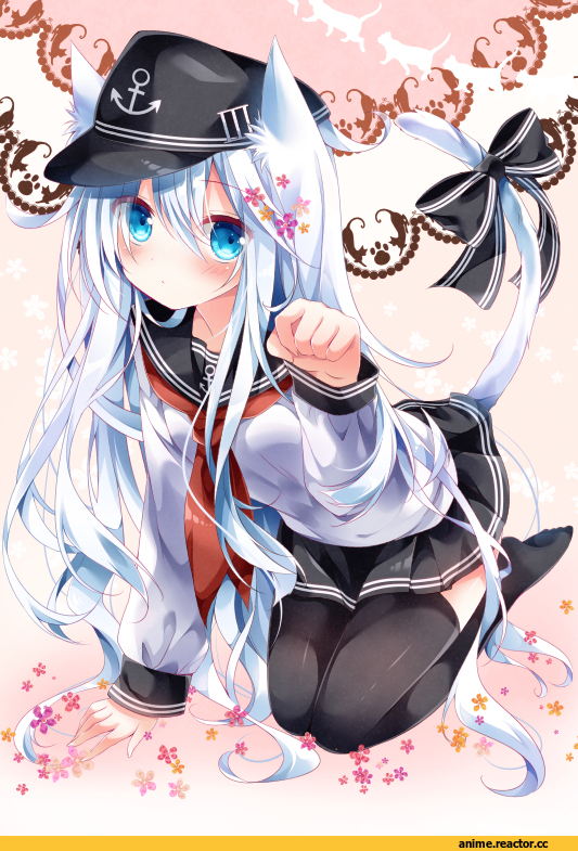 hibiki, Kantai Collection, nekomimi, Animal Ears, Anime Art, Anime