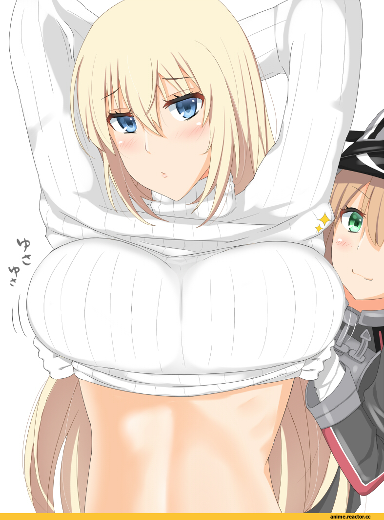 Kantai Collection, Bismarck (Kantai Collection), Prinz Eugen (Kantai Collection), Large Breasts (Anime), gachou, Anime