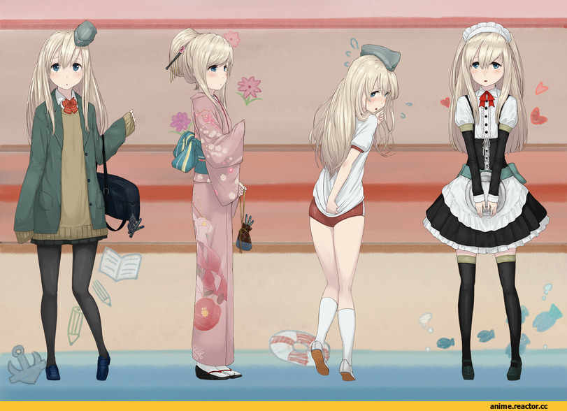 Anime Art, tandemu, Kantai Collection, U-511 (Kantai Collection), Yukata, Anime