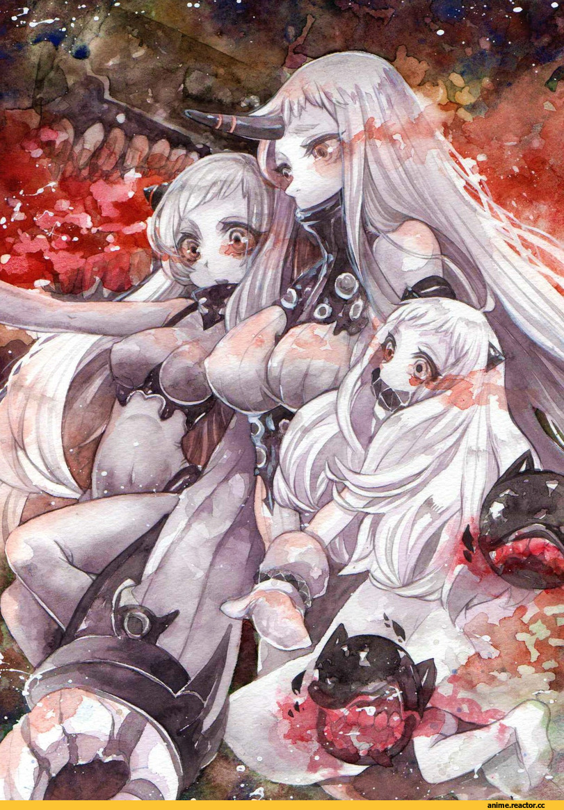 Anime Art, yellowpeace1q85, Anime Paint, Kantai Collection, Airfield Hime, Seaport Hime, Northern Ocean Hime, Anime