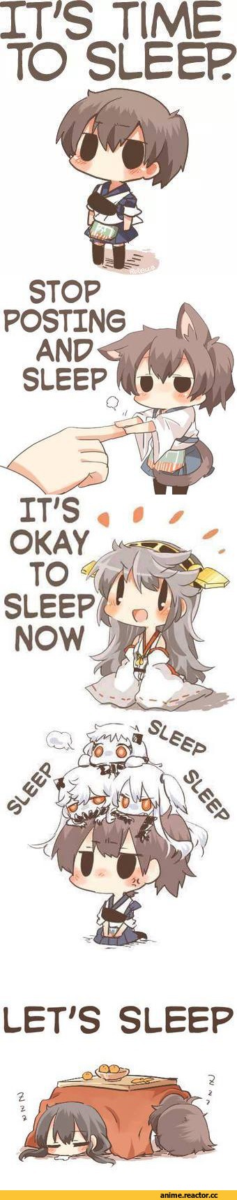 няшки, мотивация к сну, комикс, спать, сон, мило, доброта, kaga, Kantai Collection, chibi, аниме