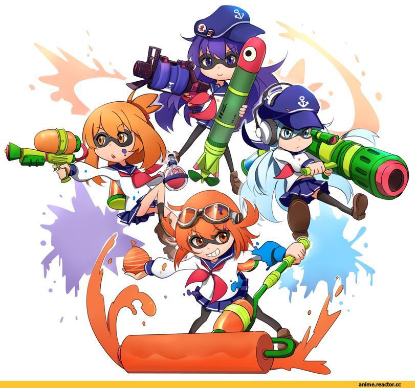 Kantai Collection, Splatoon, crossover, akatsuki (kantai collection), Hibiki (Kantai Collection), ikazuchi (kantai collection), Inazuma (Kantai Collection), harry potter, в комментах ещё, Anime