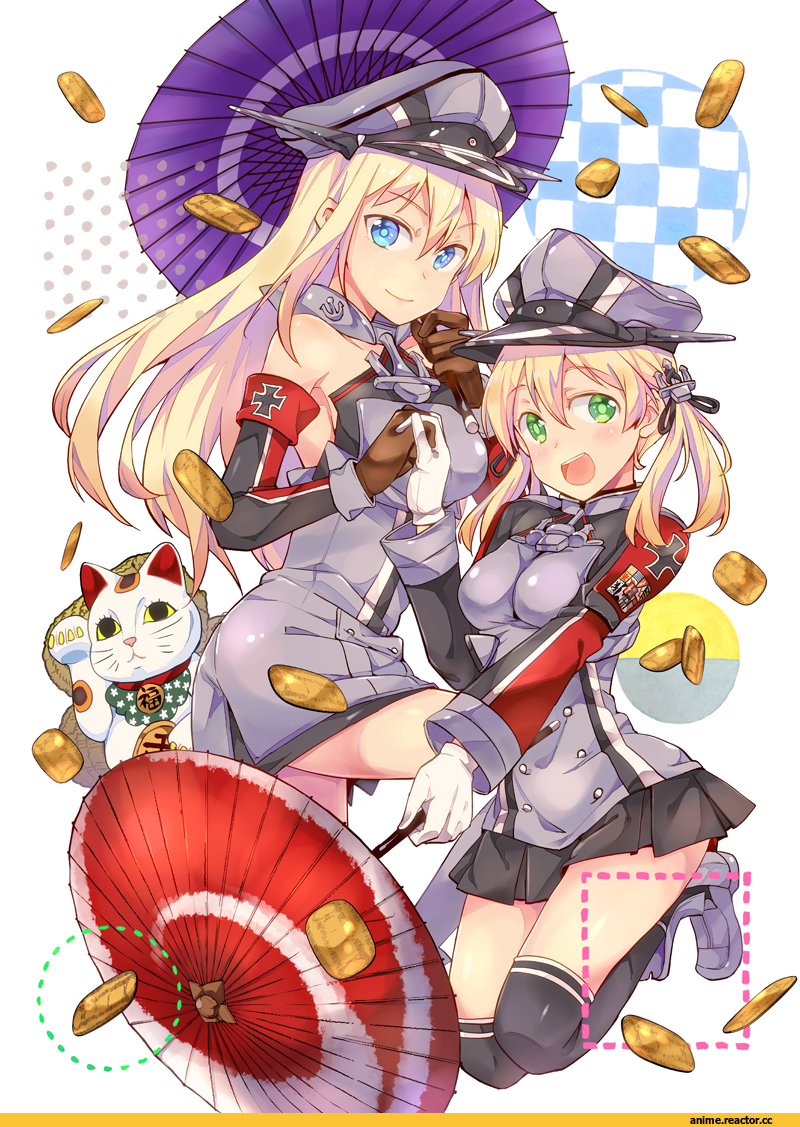 Anime Art, Takitarou, Kantai Collection, Bismarck (Kantai Collection), Prinz Eugen (Kantai Collection), Anime
