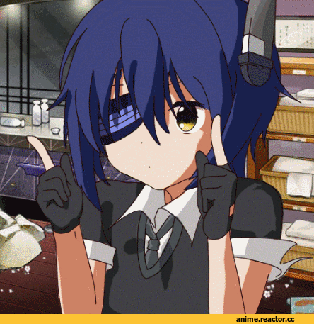 Kantai Collection, Chuunibyou demo koi ga Shitai!, Tenryuu, crossover, Anime Гифки, Anime