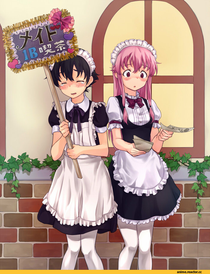 Mirai Nikki, Gasai Yuno, Yukiteru Amano, ndo2, Maid, Anime