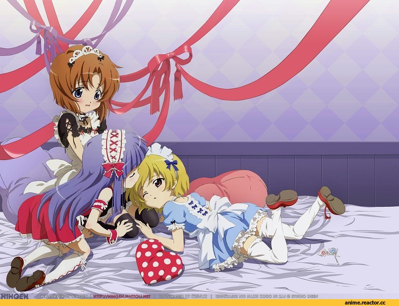 Higurashi no Naku Koro ni, Ryuuguu Rena, Furude Rika, Houjou Satoko, Sakai Kyuuta, Maid, Anime