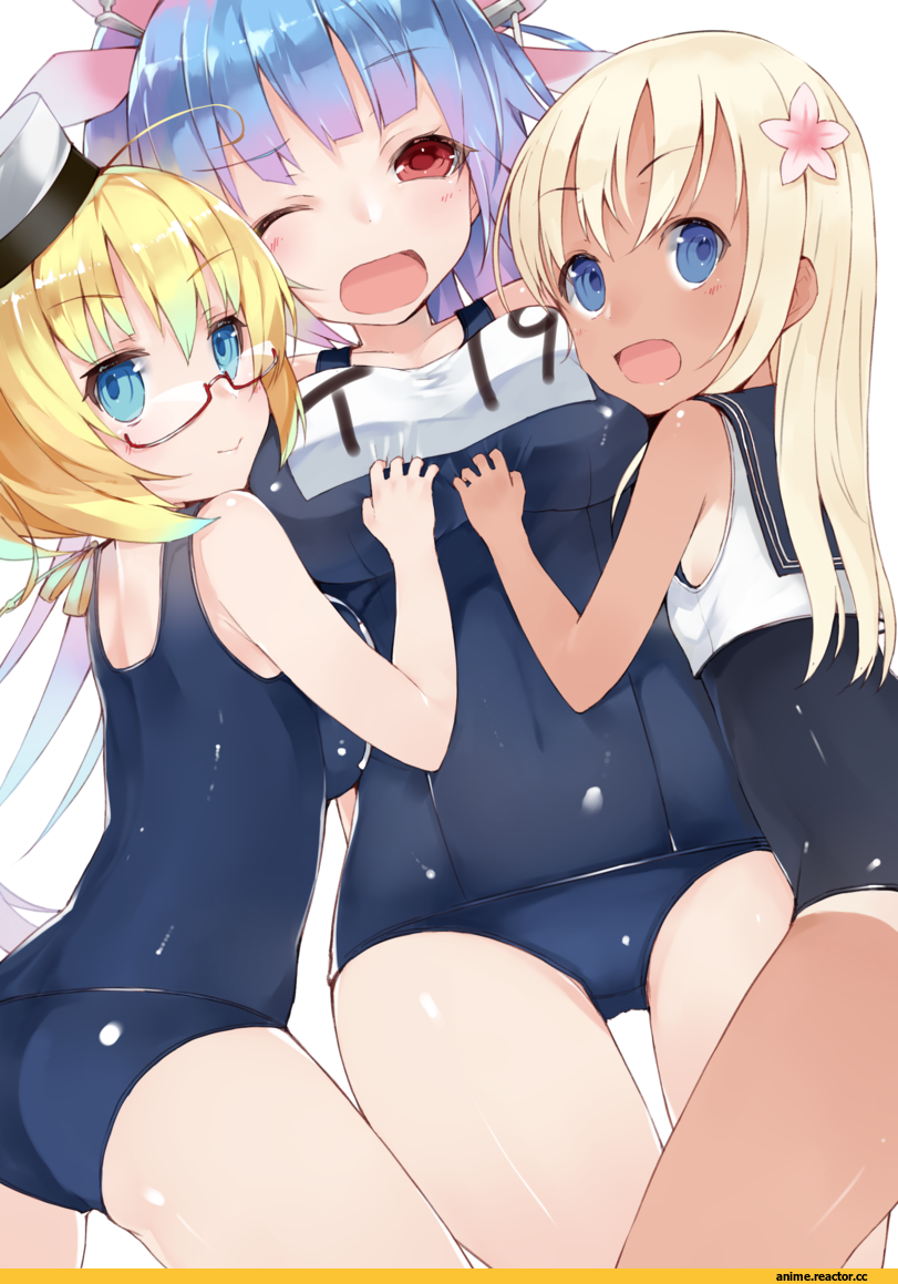 Anime Art, Kou Mashiro, Kantai Collection, Ro-500 (Kantai Collection), I-19, I-8, Megane, Anime