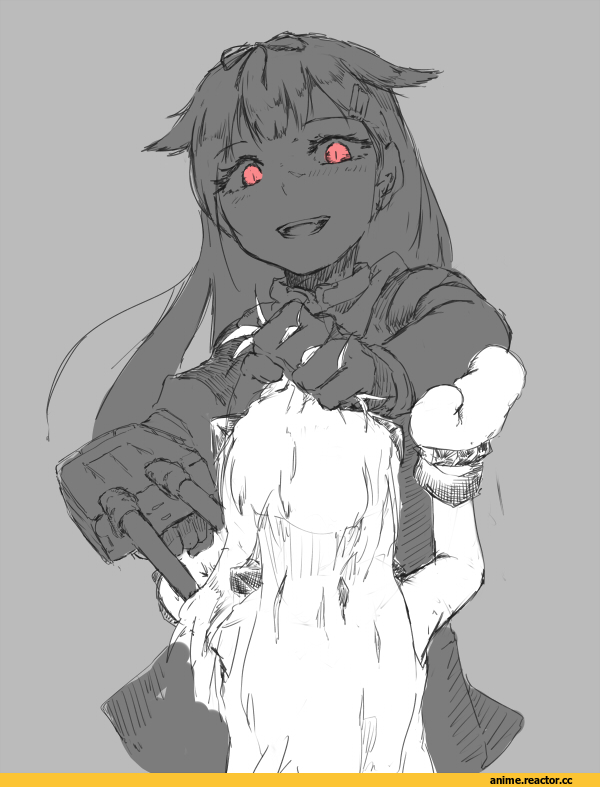 Kantai Collection, Northern Ocean Hime, Yuudachi, nemubusoku, Monochrome (Anime), Anime Art, Anime