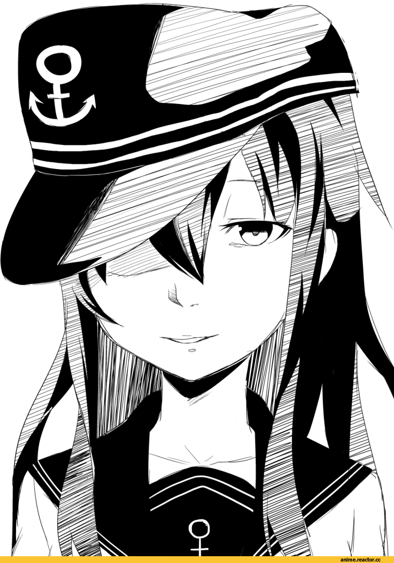 Kantai Collection, Akatsuki, ha akabouzu, Monochrome (Anime), Anime Art, Anime