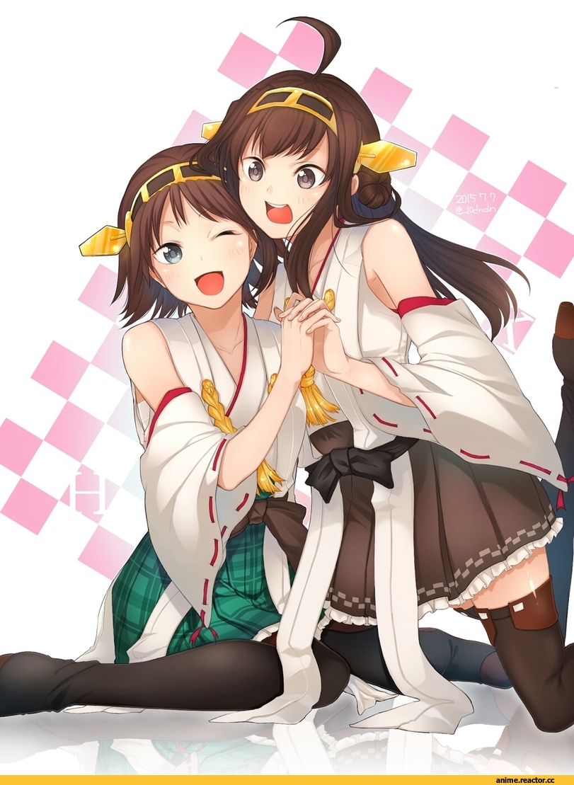 Anime Art, Kantai Collection, hiei (kantai collection), Kongou (Kantai Collection), imoden, Anime