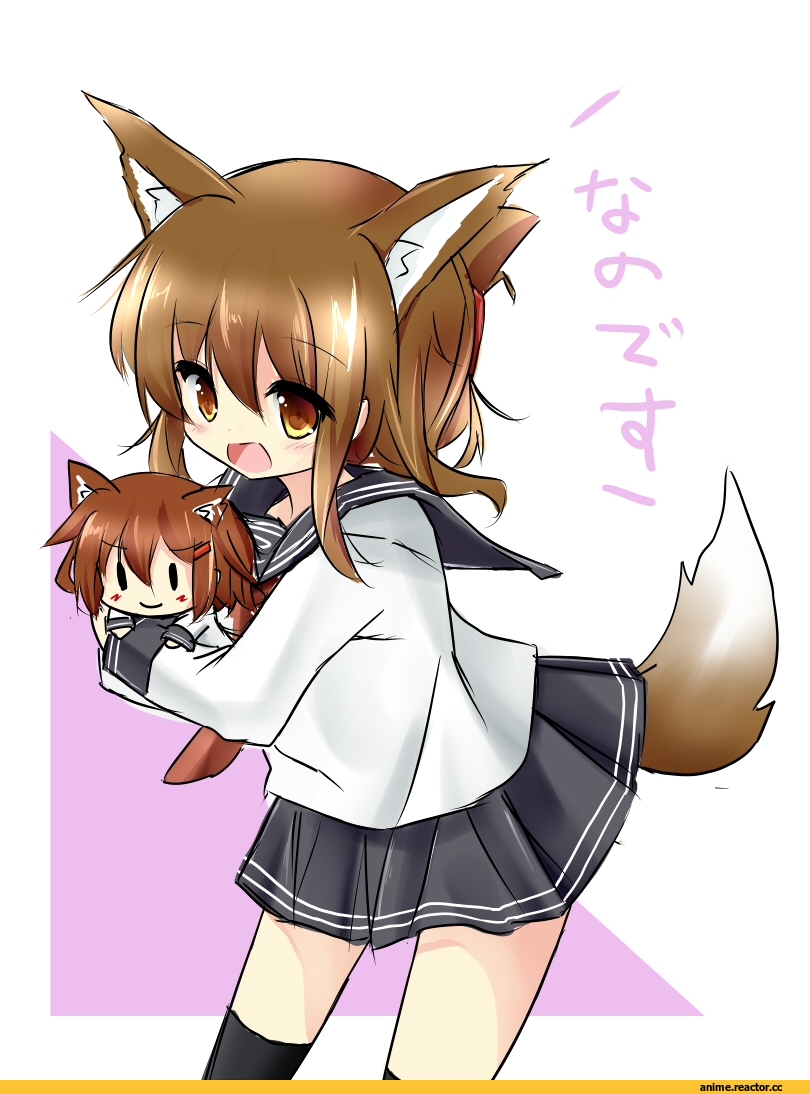 Ikazuchi, Kantai Collection, Inazuma (Kantai Collection), kouda suzu, Hibiki (Kantai Collection), Inumimi, Animal Ears, Anime