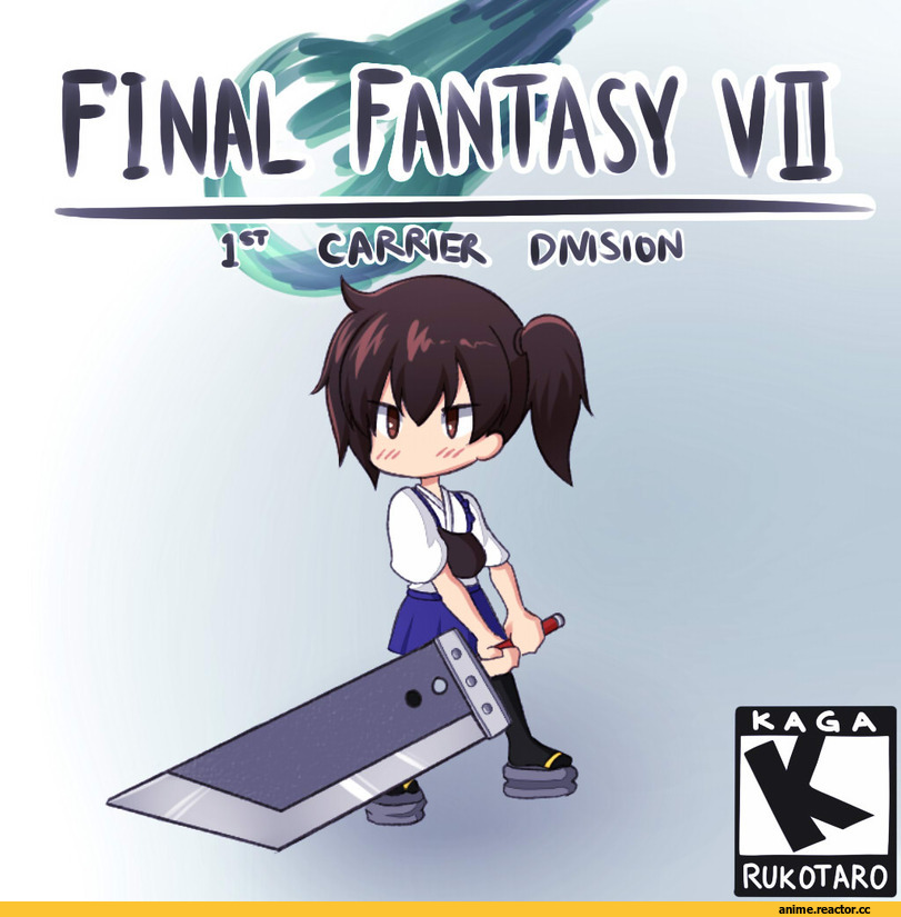 Kaga (Kantai Collection), Kantai Collection, crossover, Final Fantasy, Игры, Final Fantasy VII, Rukotaro, Anime