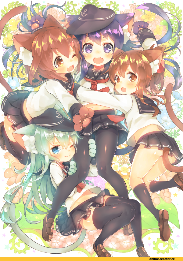 Hibiki (Kantai Collection), Kantai Collection, Inazuma (Kantai Collection), ikazuchi (kantai collection), akatsuki (kantai collection), Anime Ears, neko, suzuho hotaru, Anime