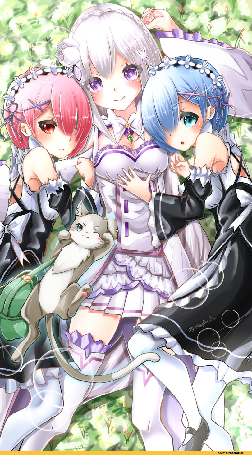Re Zero Kara Hajimeru Isekai Seikatsu, Emilia (re zero), Pack (re zero), Rem (re zero), Ram (Re Zero), HagGy_k_, Anime