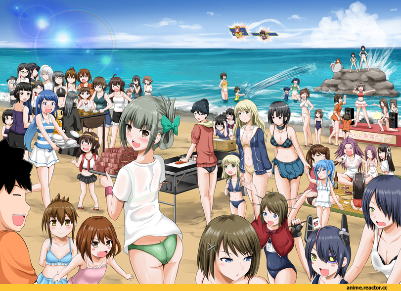 Kantai Collection, Ryuujou, Tenryuu, и другие, yano toshinori, Aoki Hagane no Arpeggio, crossover, Anime