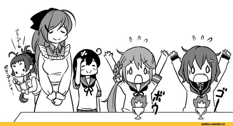 otoufu, Akebono, Kantai Collection, ikazuchi (kantai collection), Irako (kantai collection), Mamiya (kantai collection), Ushio (Kantai Collection), Monochrome (Anime), Anime Art, Anime