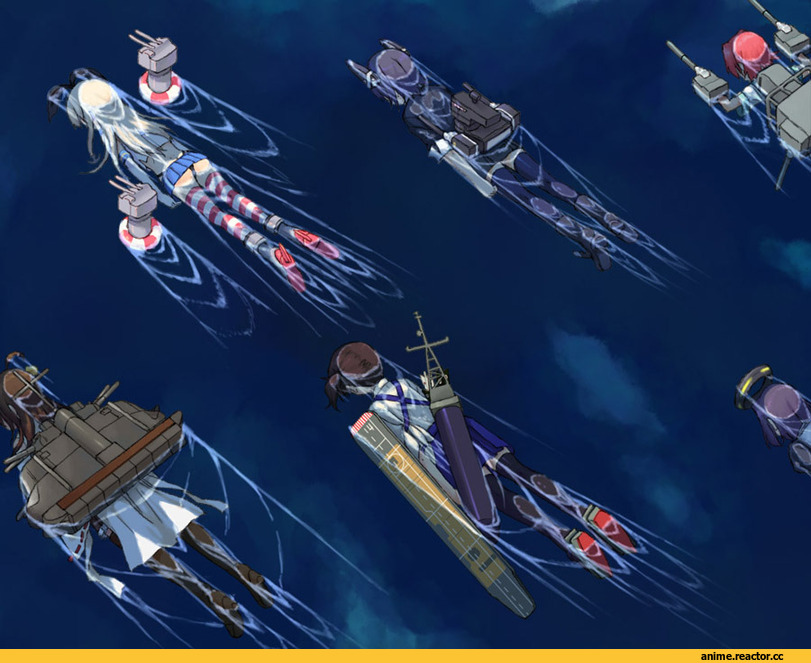 Kongou (Kantai Collection), Kantai Collection, Kaga (Kantai Collection), Shimakaze, Tatsuta, Tenryuu, Kinu (Kantai Collection), Anime Art, vovovov, Anime
