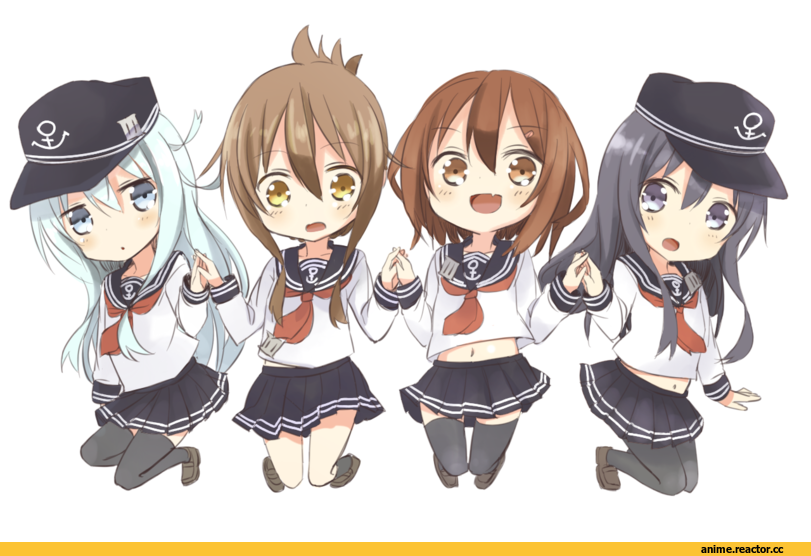 Akatsuki, Kantai Collection, Hibiki (Kantai Collection), ikazuchi (kantai collection), Inazuma (Kantai Collection), nonono (basasi21), chibi, Anime