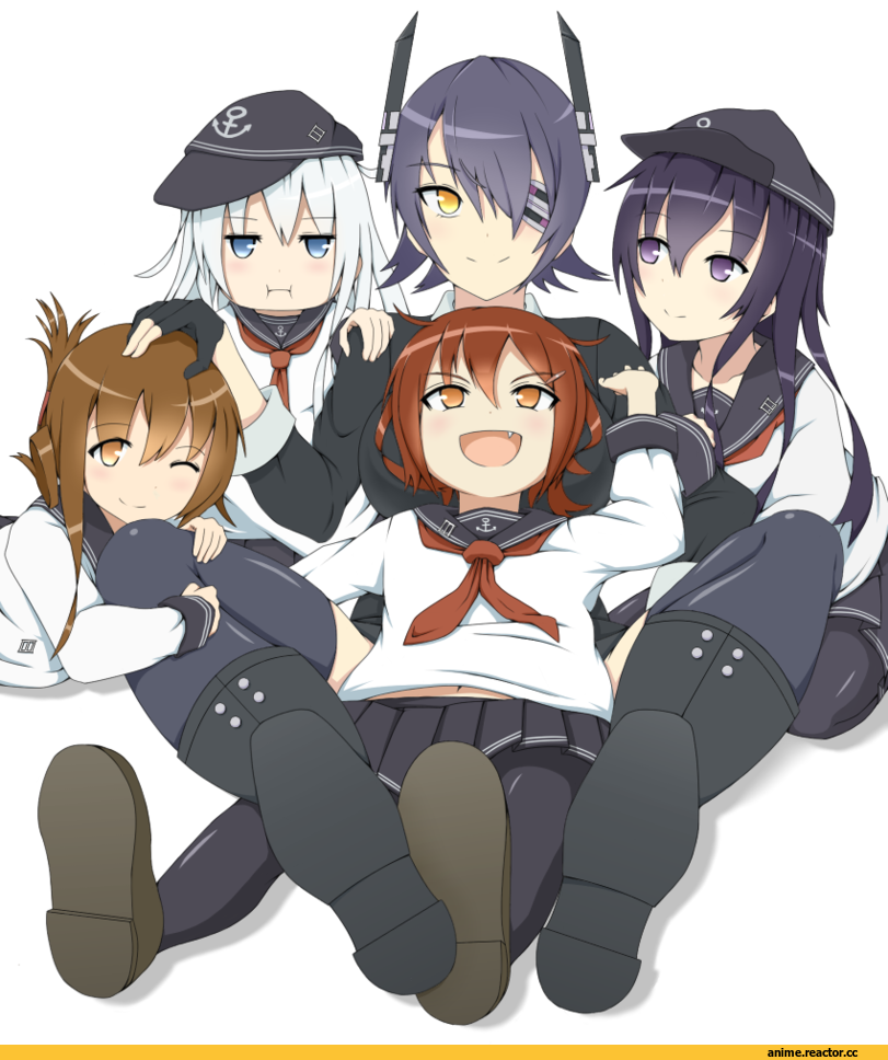 Anime Art, HAIDO, Kantai Collection, Tenryuu, Hibiki (Kantai Collection), Akatsuki, ikazuchi (kantai collection), Inazuma (Kantai Collection), Anime