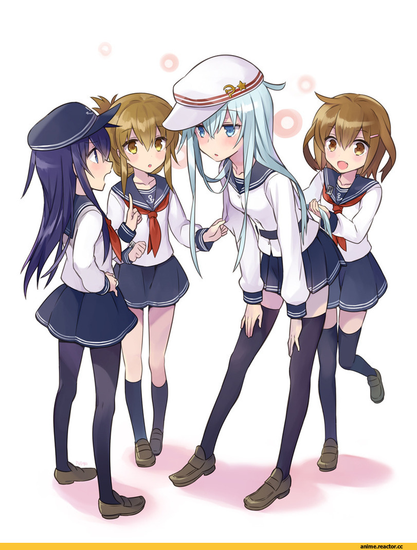 Anime Art, ninomoto, Kantai Collection, Akatsuki, Verniy, ikazuchi (kantai collection), Inazuma (Kantai Collection), Anime