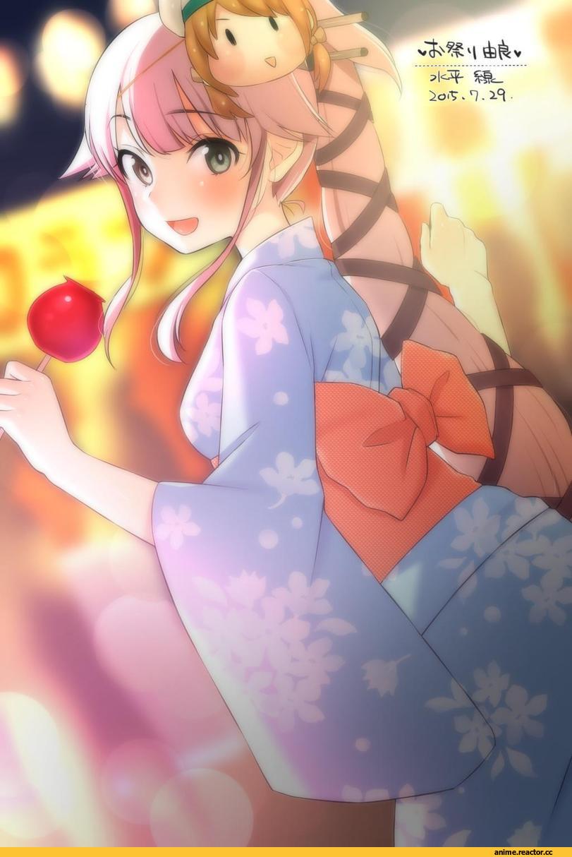Yura (Kantai Collection), Kantai Collection, Error Musume, Hamu Koutarou, Yukata, Anime
