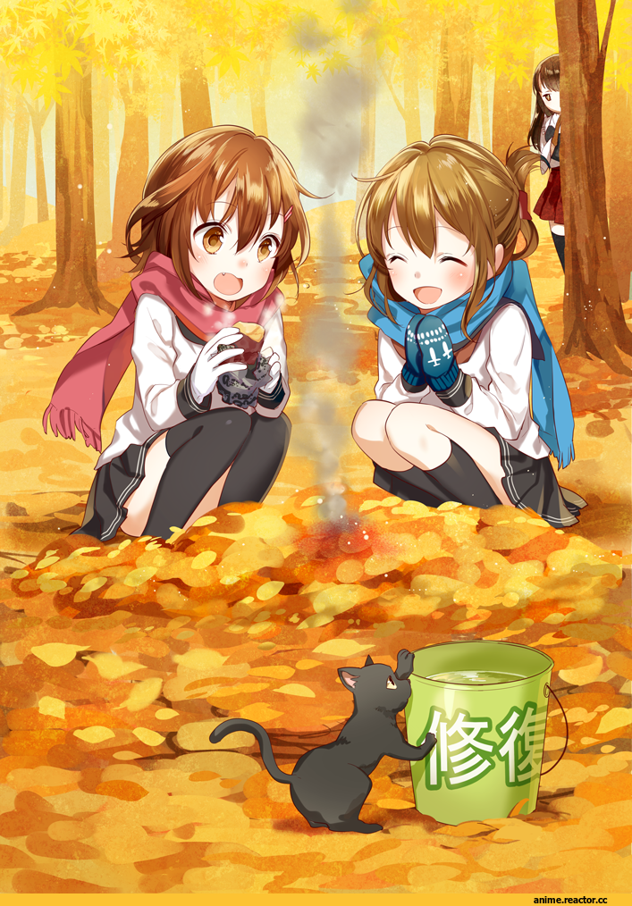 Ikazuchi, Kantai Collection, Inazuma (Kantai Collection), Akagi, Anime Art, yunkel (zeijaku mental), Anime