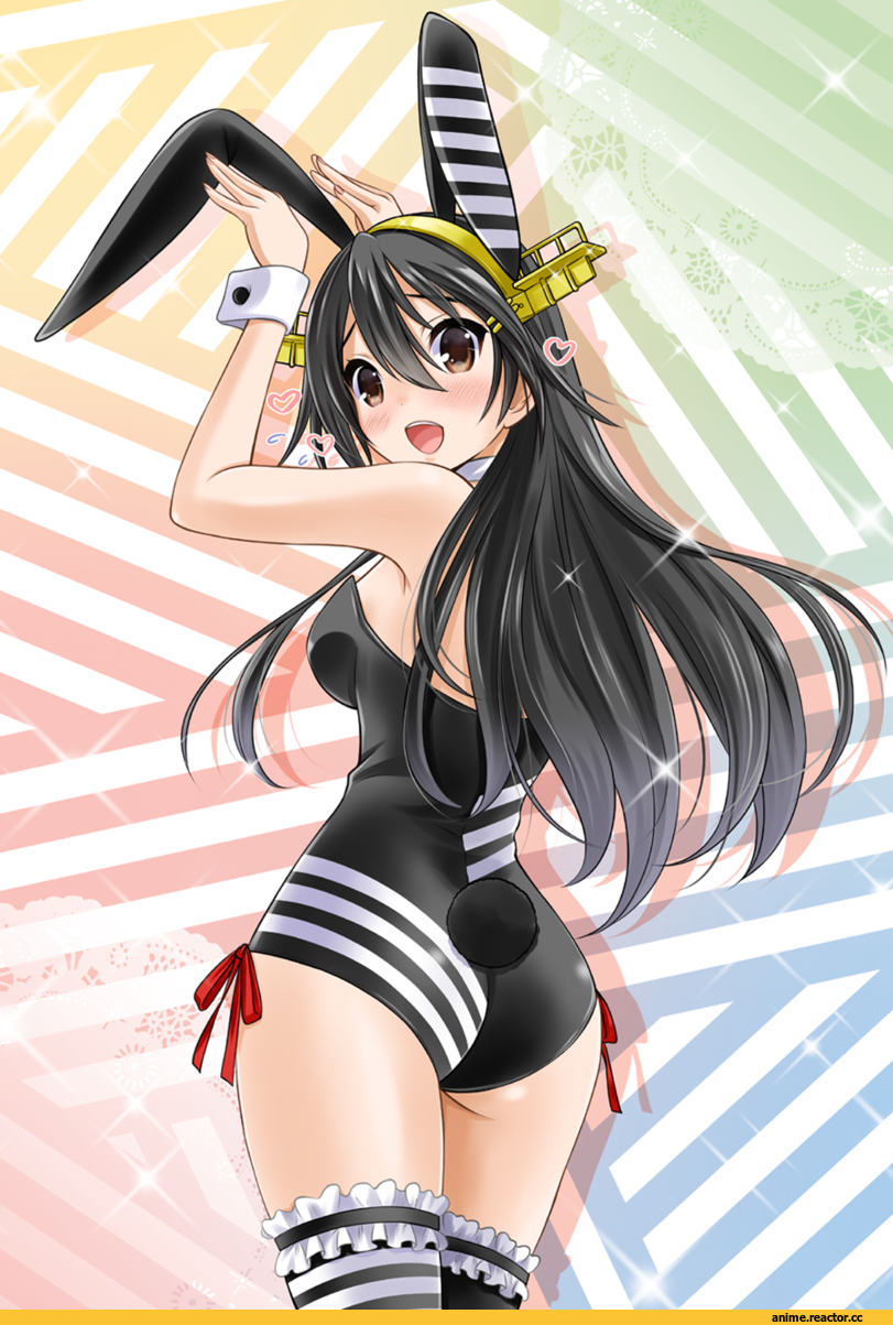 neko danshaku, Haruna (Kantai Collection), Kantai Collection, Usagimimi, Animal Ears, Anime