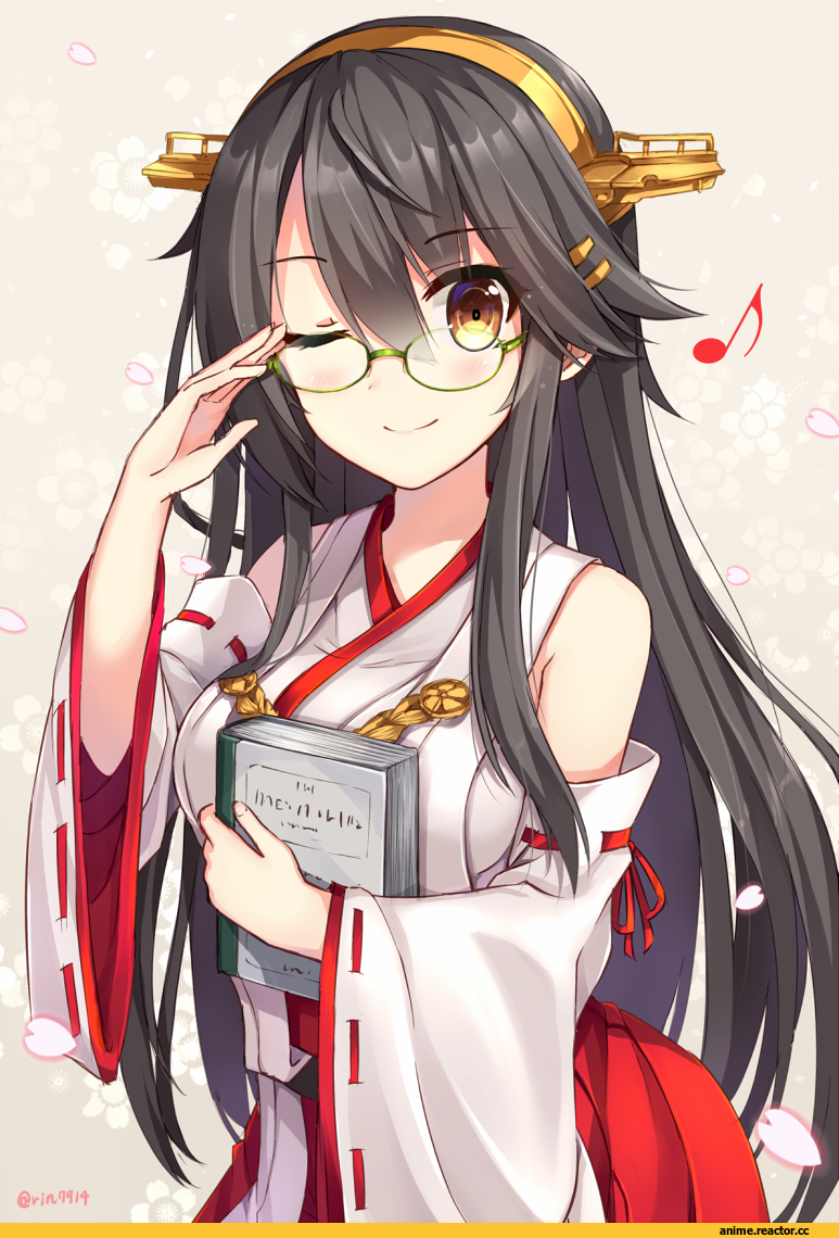 Nikkunemu, Anime Art, Haruna (Kantai Collection), Kantai Collection, Megane, Anime
