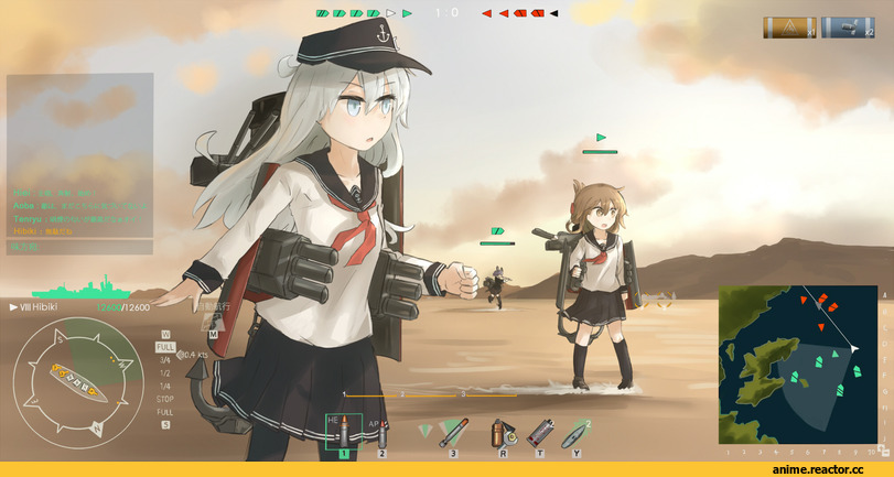 Hibiki (Kantai Collection), Kantai Collection, Tenryuu, Inazuma (Kantai Collection), World Of Warships, crossover, Anime