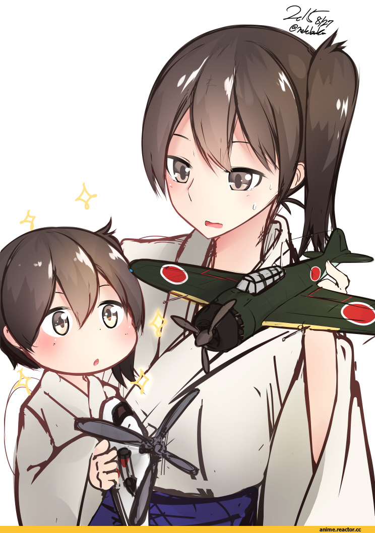 Nekobaka, Anime Art, Kaga (Kantai Collection), Kantai Collection, Megane, продолжение в комментариях, Anime