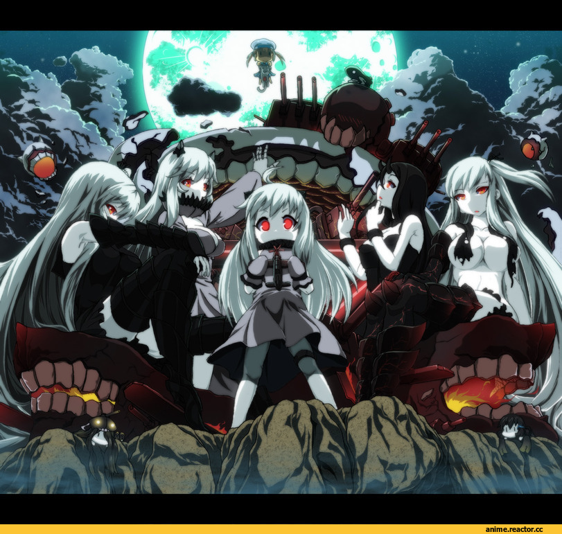 Aircraft Carrier Oni, Aircraft Carrier Hime, Midway Hime, battleship hime, Northern Ocean Hime, Ri-Class Heavy Cruiser, I-Class Destroyer, Shinkaisei-kan, Error Musume, Anime Art, Anime, Kantai Collection, wrwr, So-class Submarine