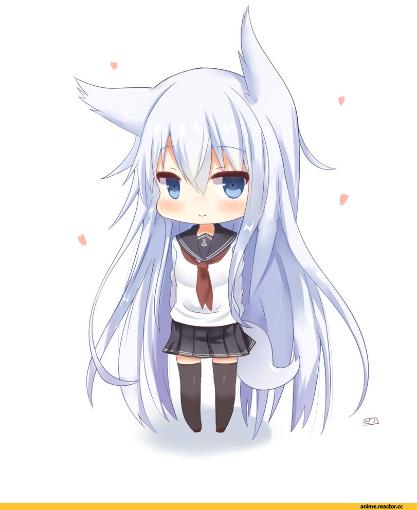 Hibiki (Kantai Collection), Kantai Collection, Pino, Kitsune, Animal Ears, chibi, Anime